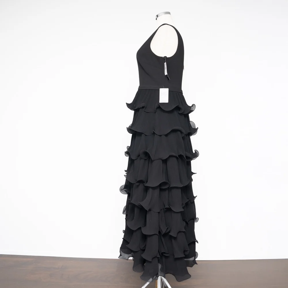 Betsy and Adam Women's V Neck Tiered Long Gown‎ - Picture 6 of 13